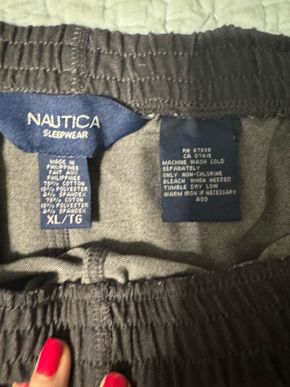 NWT Nautica Dark Gray Sleepwear with Light Gray Side Stripes - Picture 3 of 3